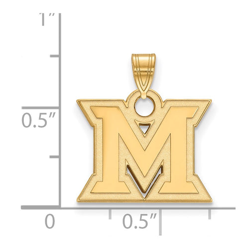 10k Gold LogoArt Miami University Ohio Letter M Small Pendant