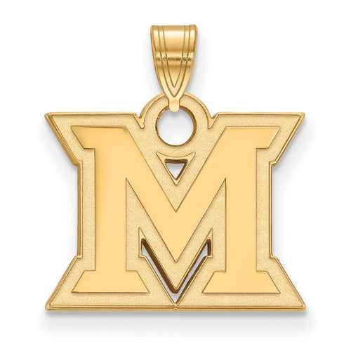 10k Gold LogoArt Miami University Ohio Letter M Small Pendant