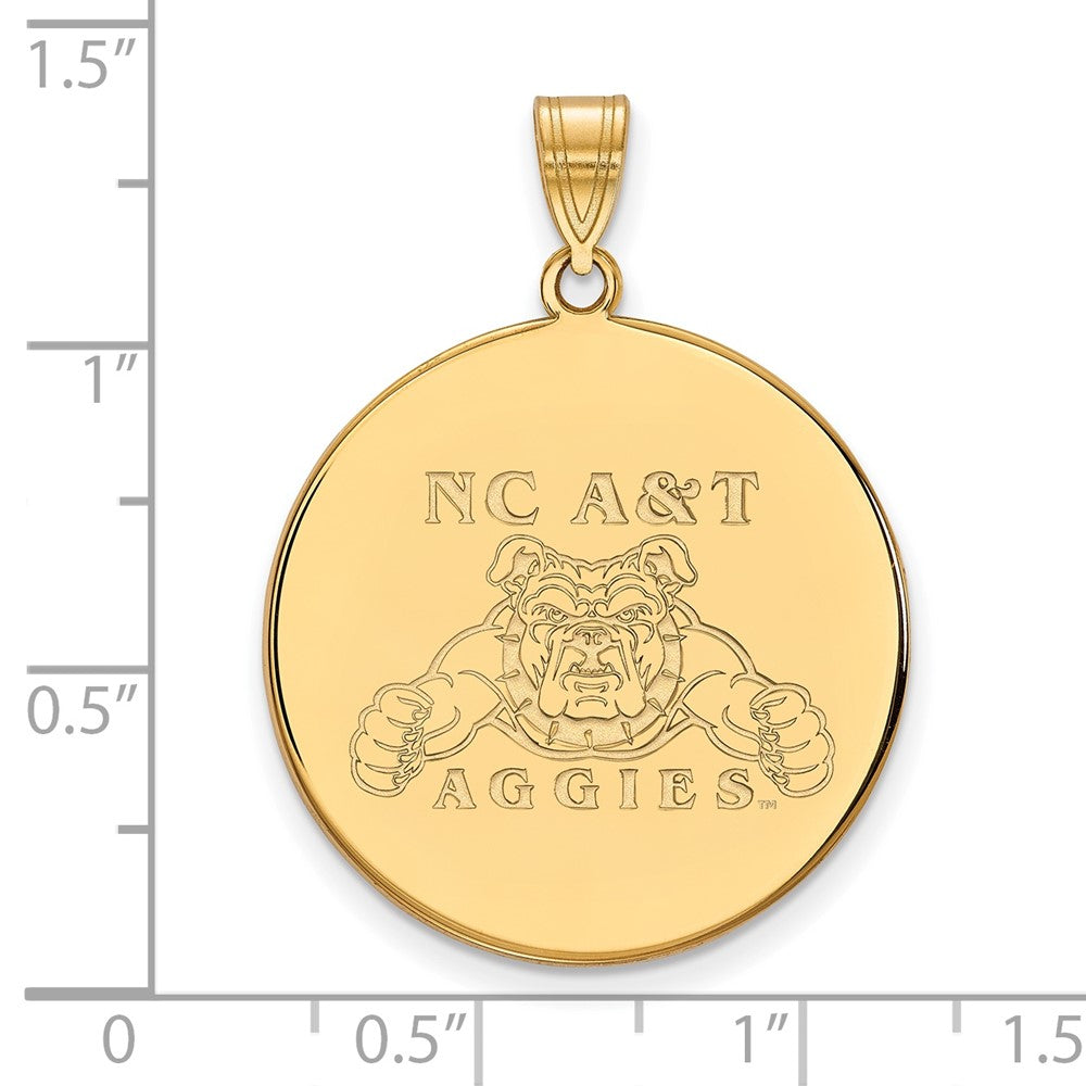 Sterling Silver Gold-plated LogoArt North Carolina A and T Aggies Extra Large Disc Pendant