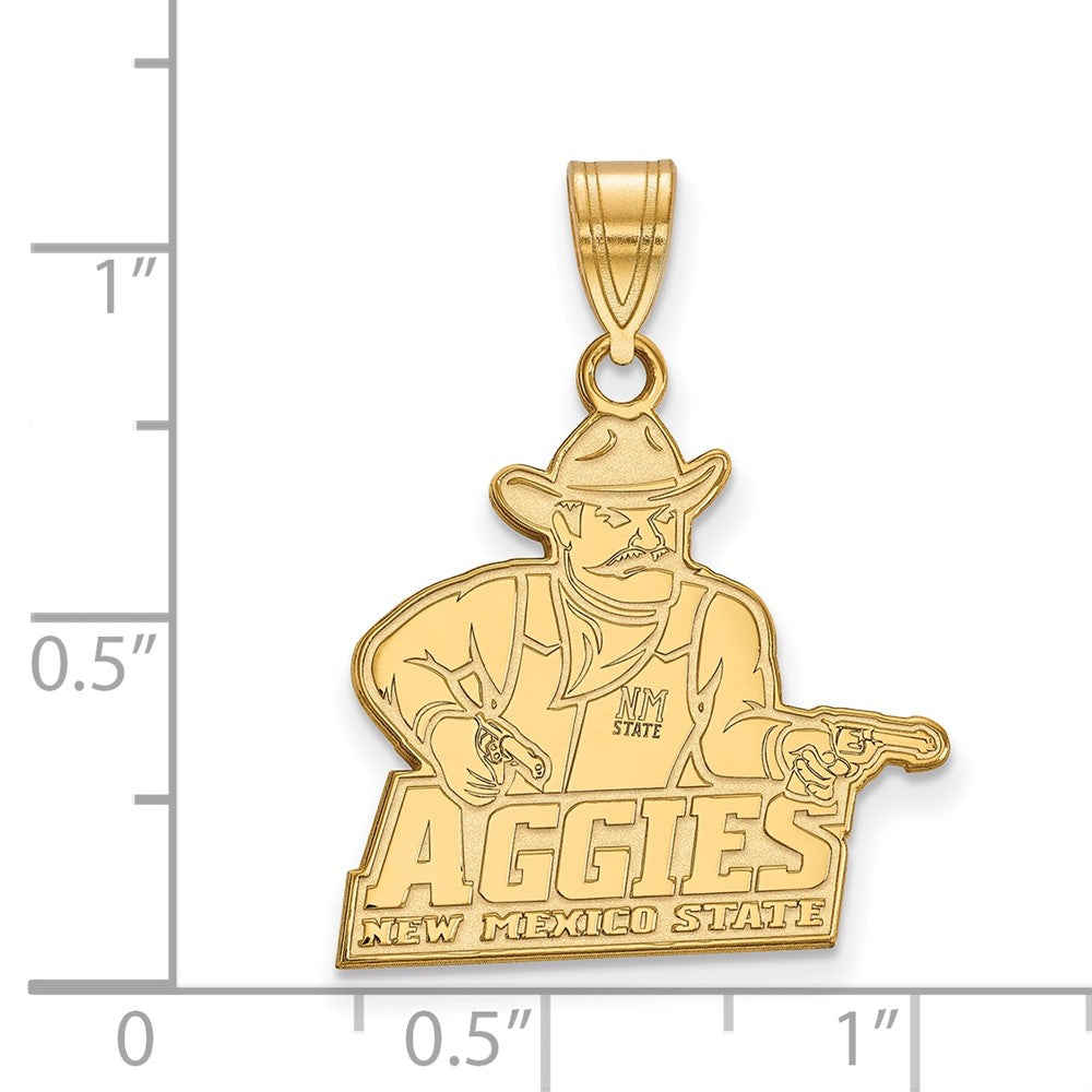 Sterling Silver Gold-plated LogoArt New Mexico State University Aggies Large Pendant