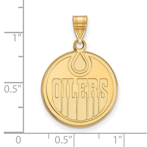 10k Gold NHL LogoArt Edmonton Oilers Large Pendant