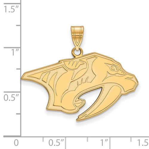 10k Gold NHL LogoArt Nashville Predators Large Pendant