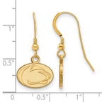 Sterling Silver Gold-plated LogoArt Penn State University Lion Extra Small Dangle Wire Earrings