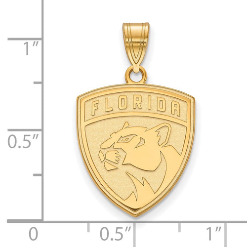 10k Gold NHL LogoArt Florida Panthers Large Pendant
