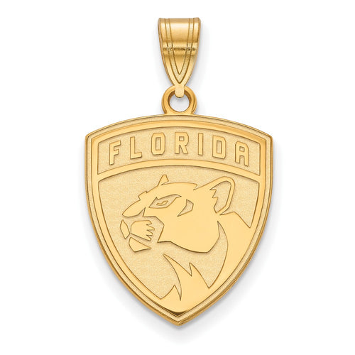 10k Gold NHL LogoArt Florida Panthers Large Pendant