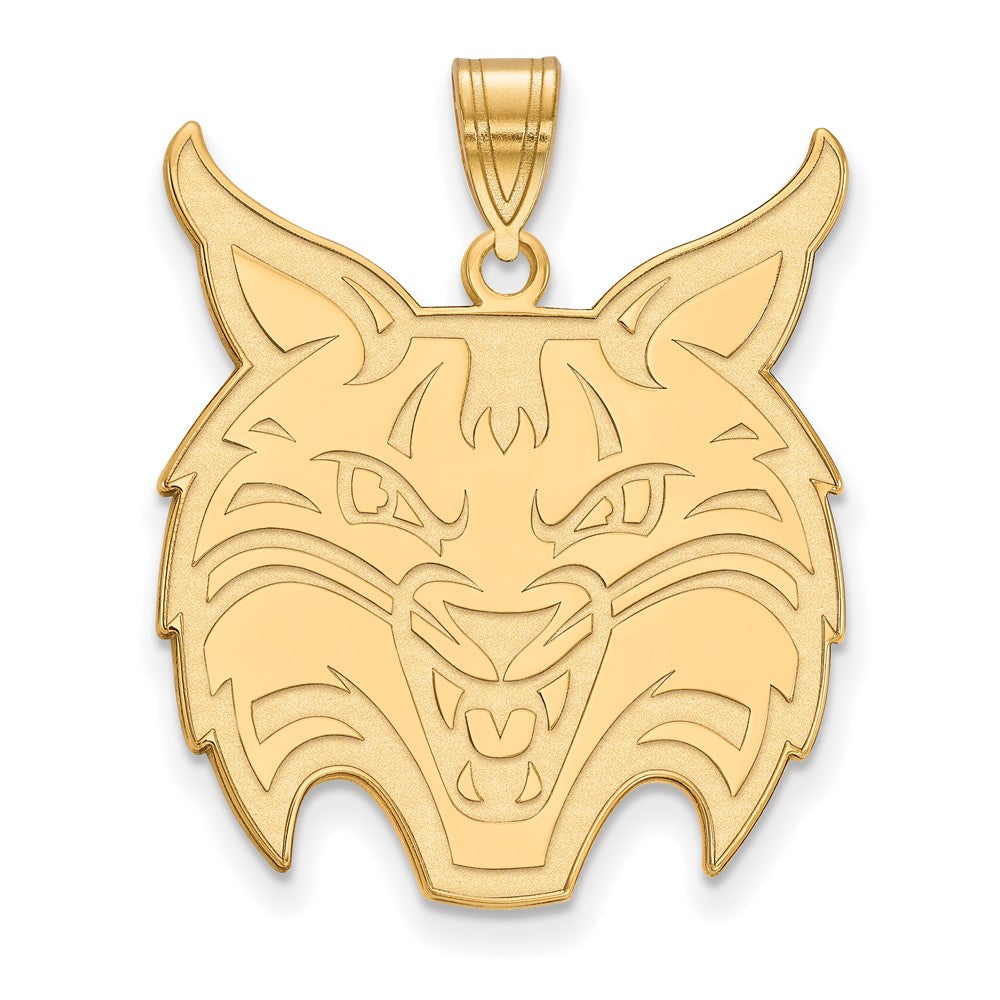 Sterling Silver Gold-plated LogoArt Quinnipiac University Bobcat Extra Large Pendant