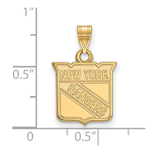 10k Gold NHL LogoArt New York Rangers Small Pendant