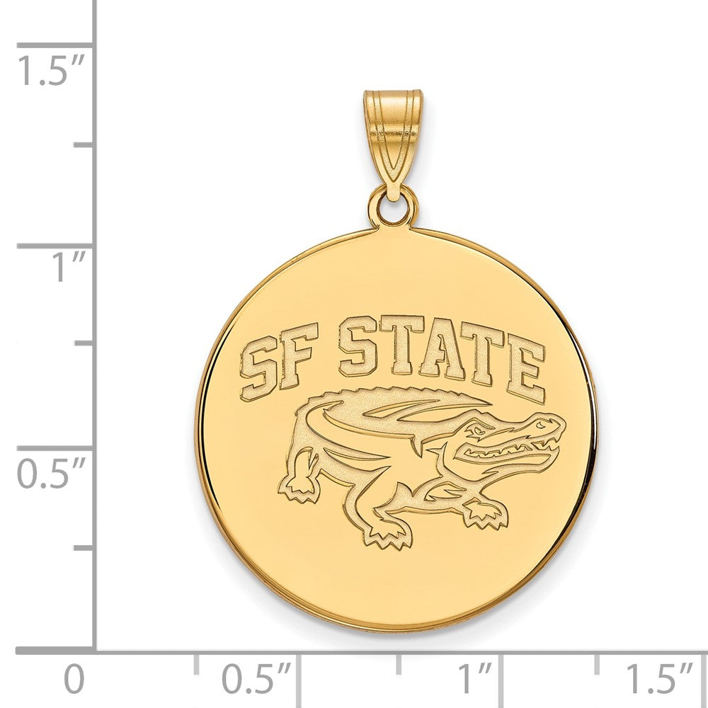 Sterling Silver Gold-plated LogoArt San Francisco State University Extra Large Disc Pendant