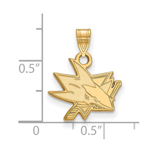 10k Gold NHL LogoArt San Jose Sharks Small Pendant