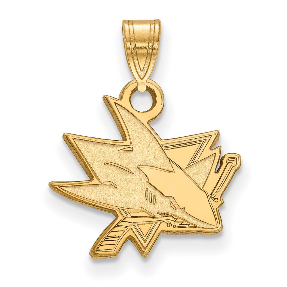 Sterling Silver Gold-plated NHL LogoArt San Jose Sharks Small Pendant