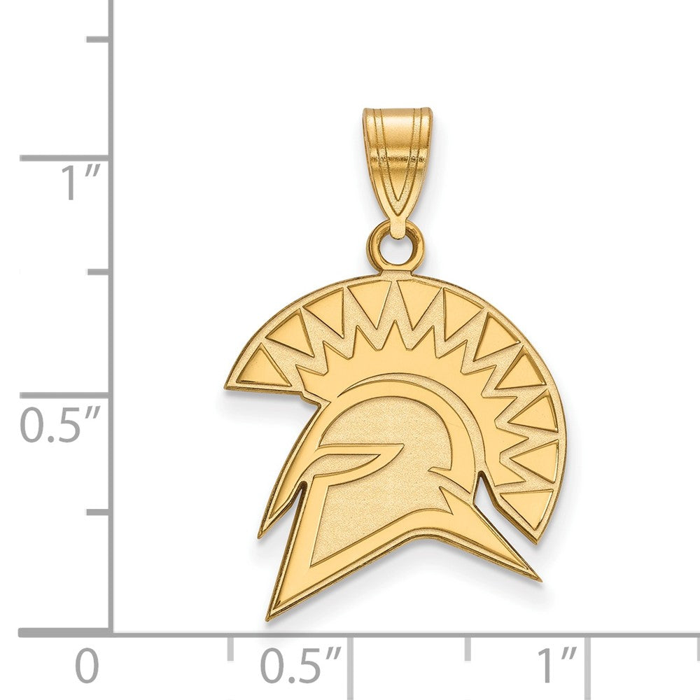 Sterling Silver Gold-plated LogoArt San Jose State University Spartan Large Pendant