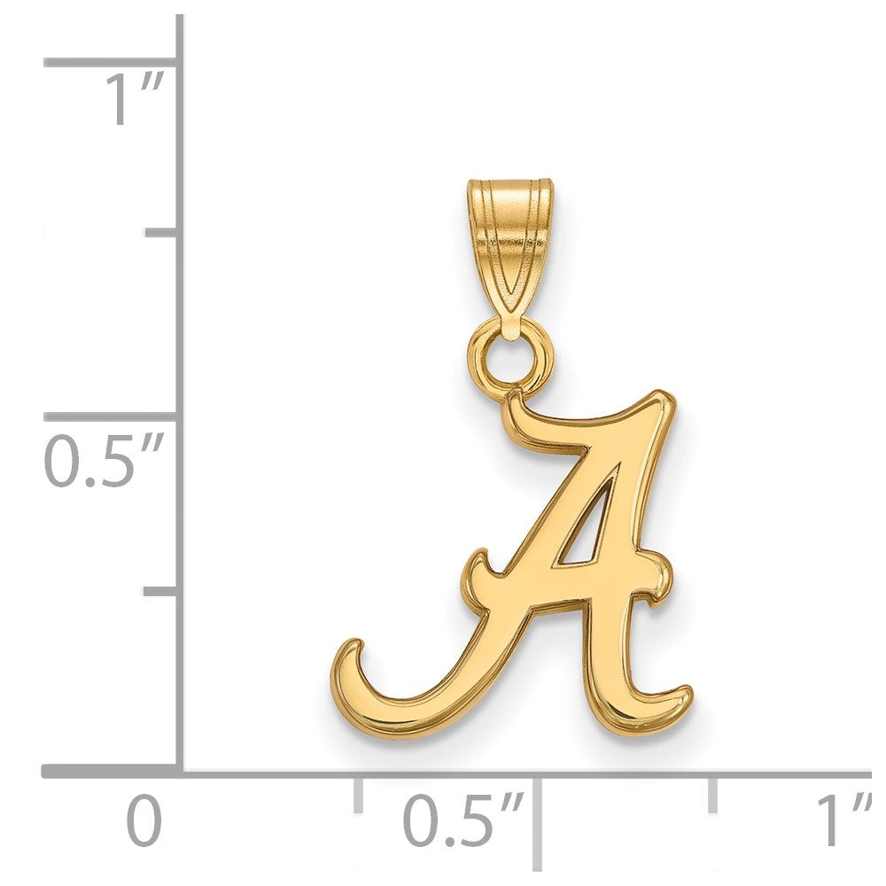 Sterling Silver Gold-plated LogoArt University of Alabama Letter A Small Pendant
