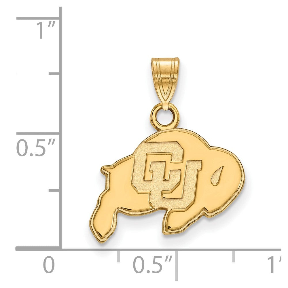 Sterling Silver Gold-plated LogoArt University of Colorado Buffalo Small Pendant
