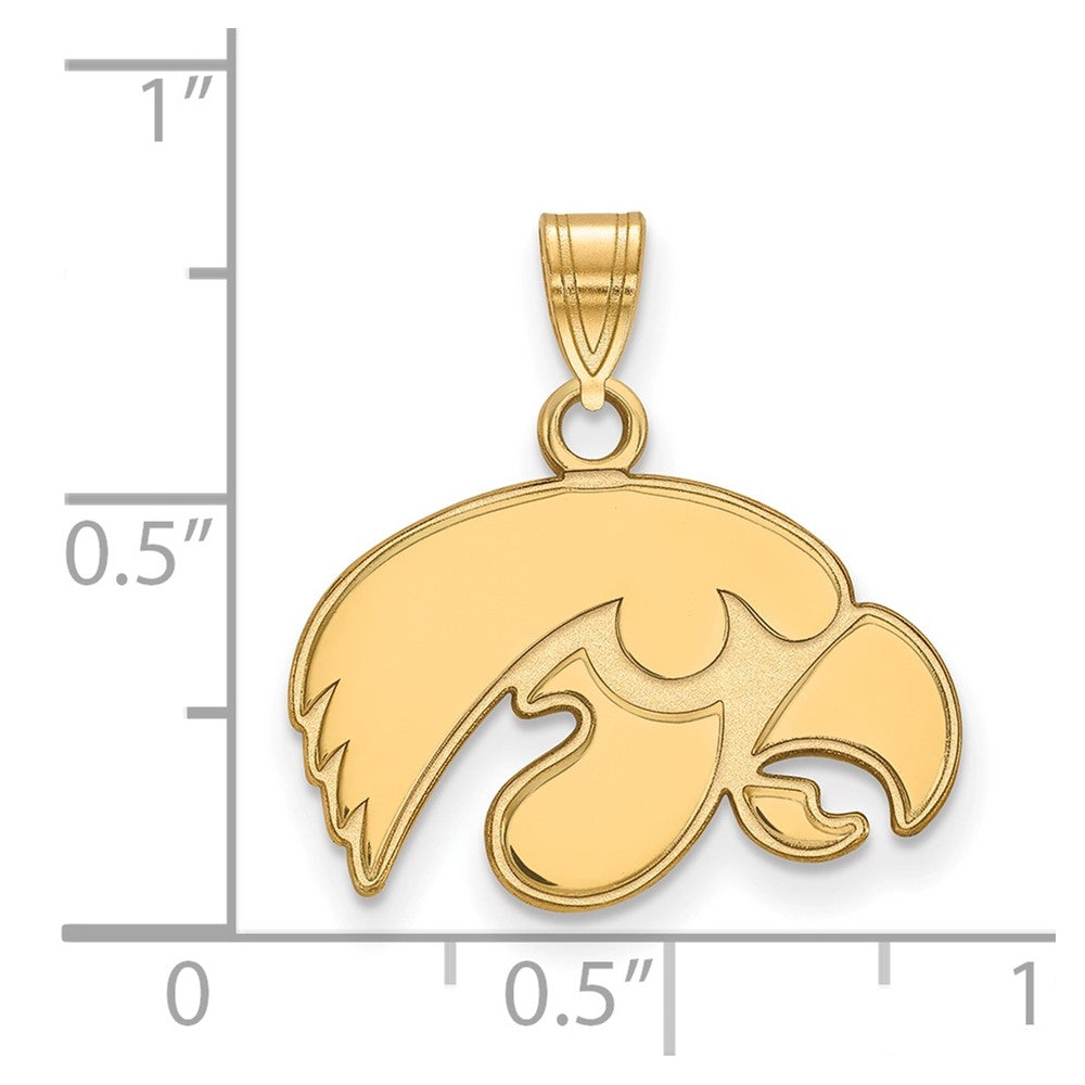 Sterling Silver Gold-plated LogoArt University of Iowa Hawk Small Pendant