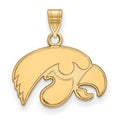 Sterling Silver Gold-plated LogoArt University of Iowa Hawk Small Pendant