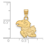 10k Gold LogoArt University of Kansas Jayhawk Small Pendant