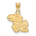 Sterling Silver Gold-plated LogoArt University of Kansas Jayhawk Small Pendant