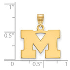 Sterling Silver Gold-plated LogoArt University of Michigan Letter M Small Pendant