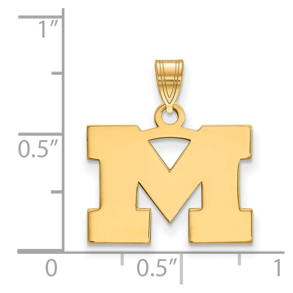 Sterling Silver Gold-plated LogoArt University of Michigan Letter M Small Pendant