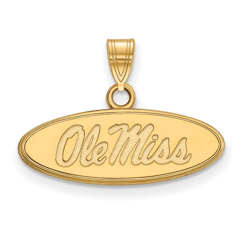 10k Gold LogoArt University of Mississippi Ole Miss Small Oval Pendant