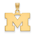 Sterling Silver Gold-plated LogoArt University of Michigan Letter M Small Pendant