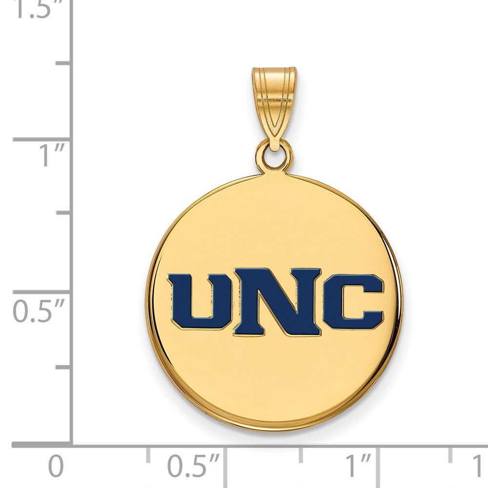 Sterling Silver Gold-plated LogoArt U of Northern Colorado U-N-C Large Enameled Disc Pendant