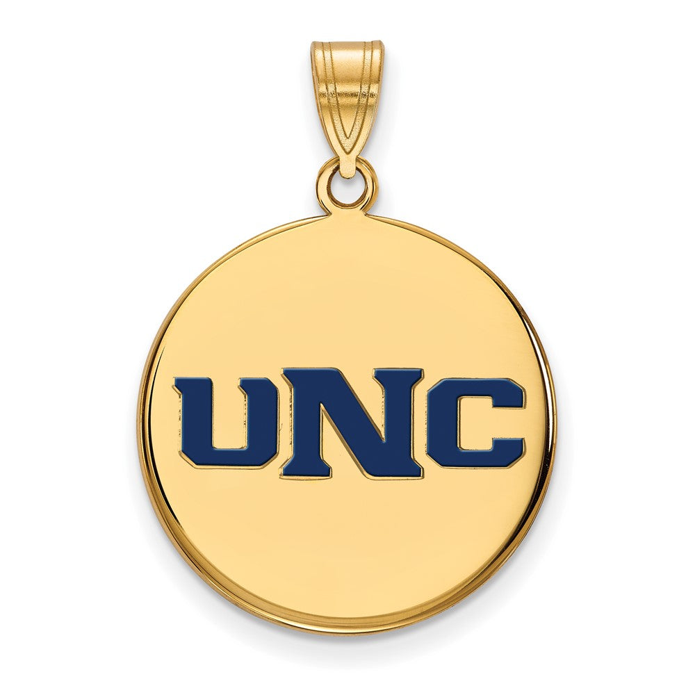Sterling Silver Gold-plated LogoArt U of Northern Colorado U-N-C Large Enameled Disc Pendant