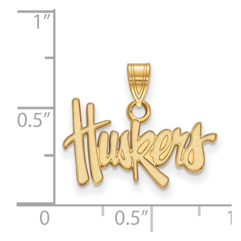Sterling Silver Gold-plated LogoArt University of Nebraska Huskers Small Pendant
