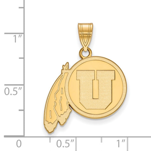 10k Gold LogoArt University of Utah Large Pendant