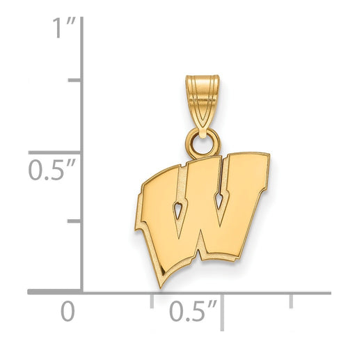 10k Gold LogoArt University of Wisconsin Letter W Small Pendant