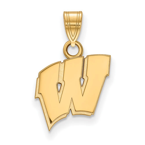 10k Gold LogoArt University of Wisconsin Letter W Small Pendant