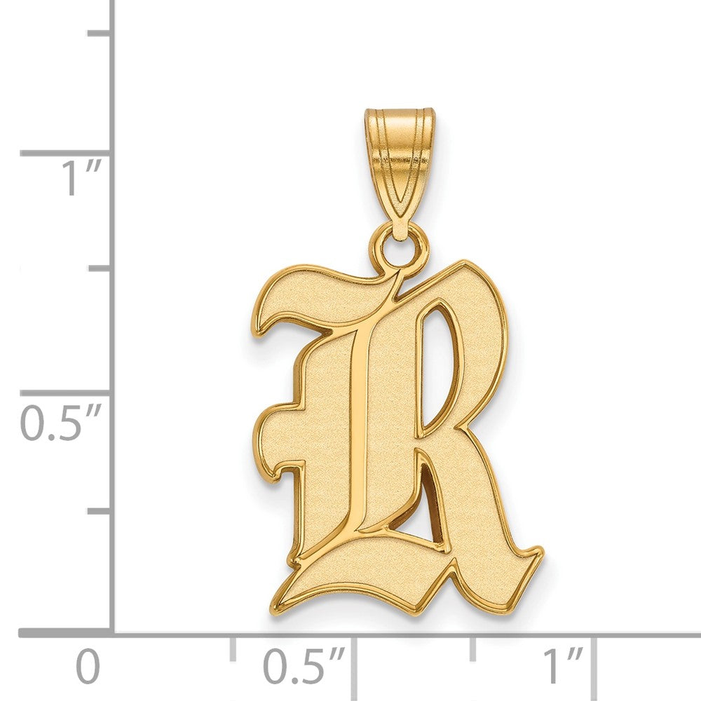 Sterling Silver Gold-plated LogoArt Rice University Letter R Large Pendant