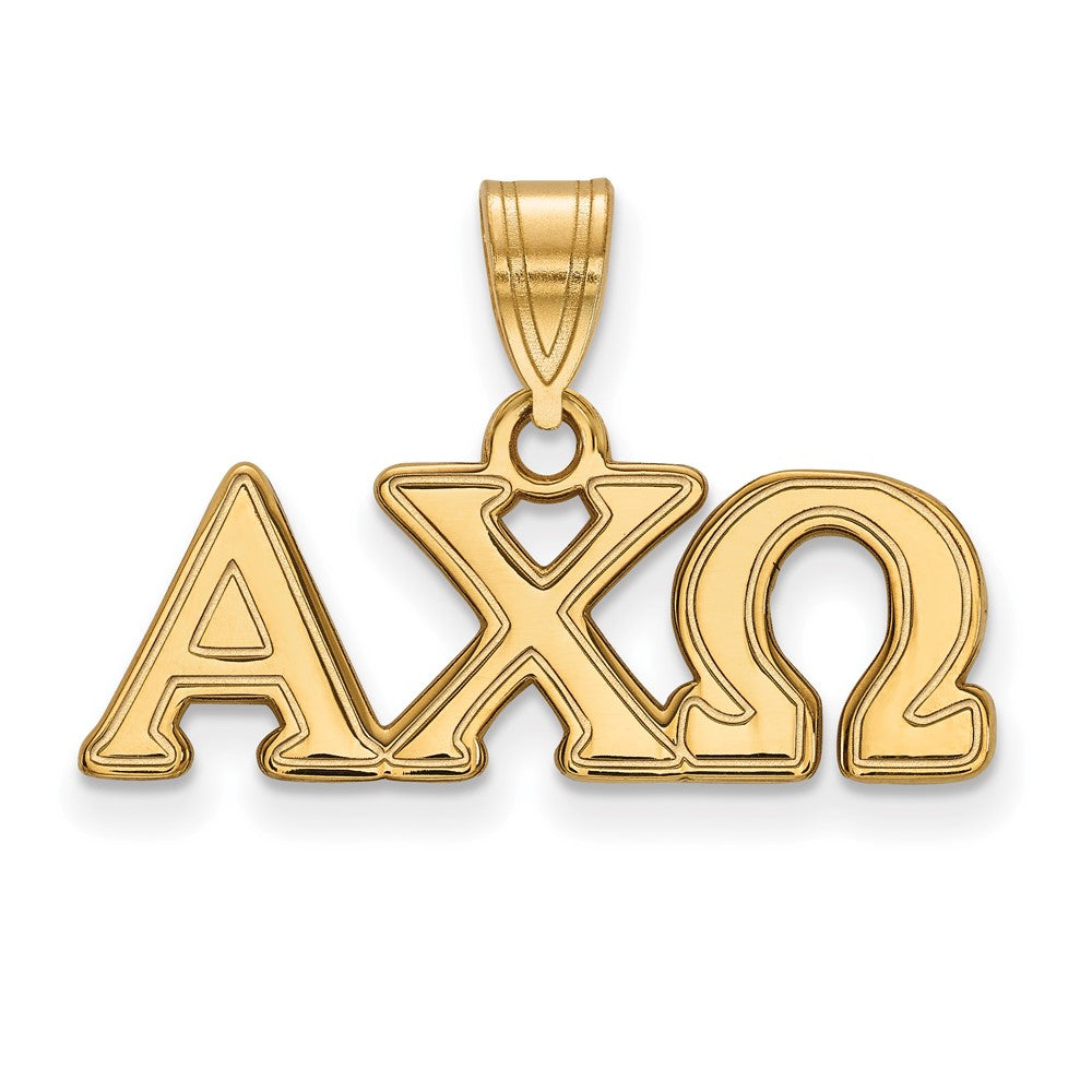 Sterling Silver Gold-plated LogoArt Alpha Chi Omega Sorority Greek Letters Medium Pendant