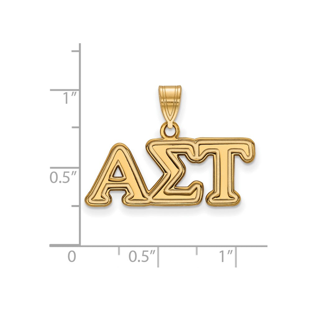 Sterling Silver Gold-plated LogoArt Alpha Sigma Tau Sorority Greek Letters Medium Pendant