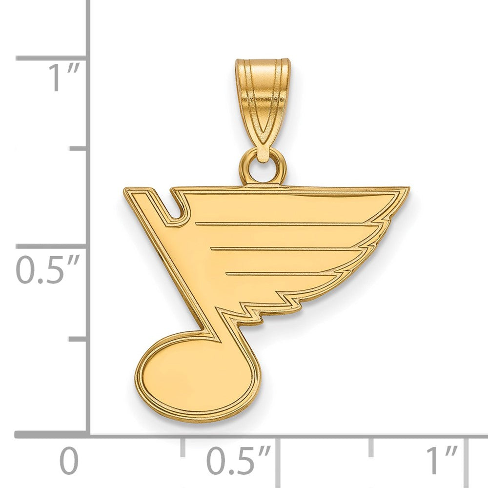 Sterling Silver Gold-plated NHL LogoArt St. Louis Blues Medium Pendant