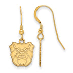 Sterling Silver Gold-plated LogoArt Butler University Bulldog Small Dangle Wire Earrings