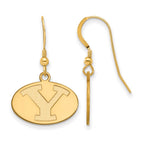 Sterling Silver Gold-plated LogoArt Brigham Young University Letter Y Small Dangle Wire Earrings