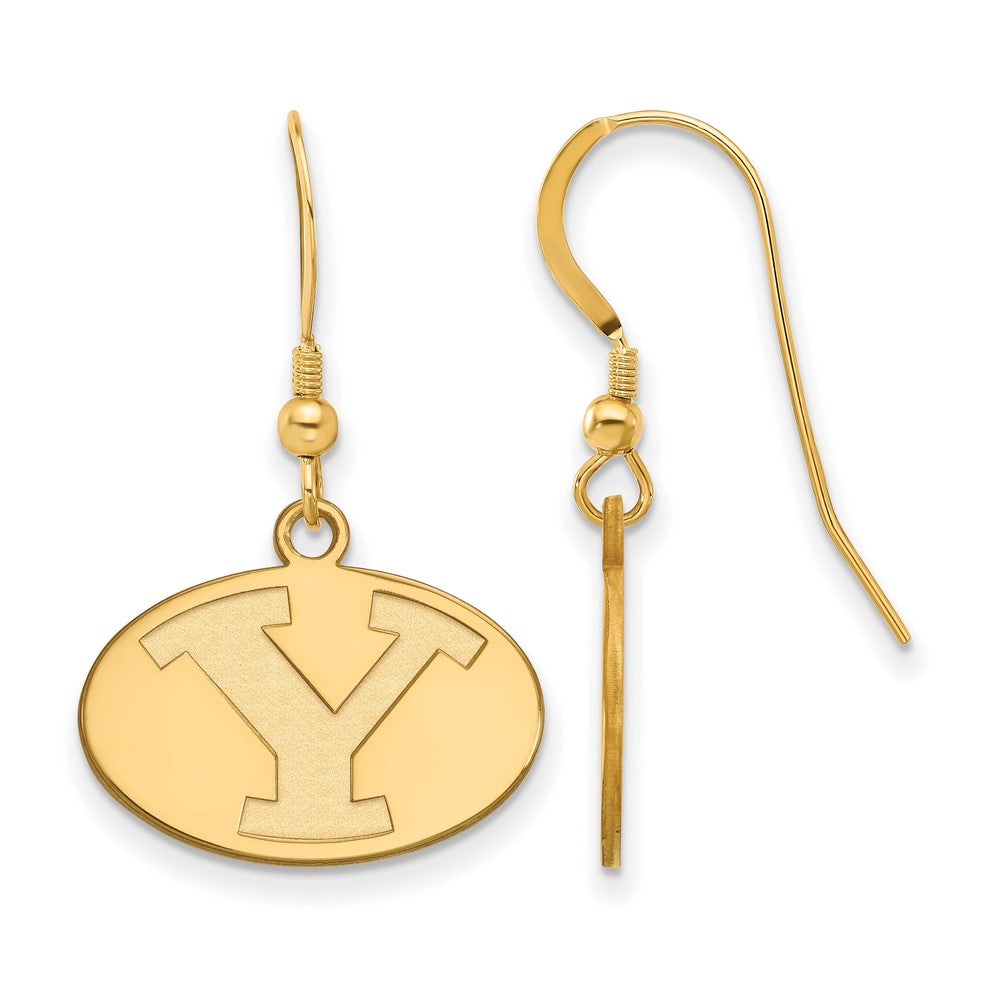 Sterling Silver Gold-plated LogoArt Brigham Young University Letter Y Small Dangle Wire Earrings
