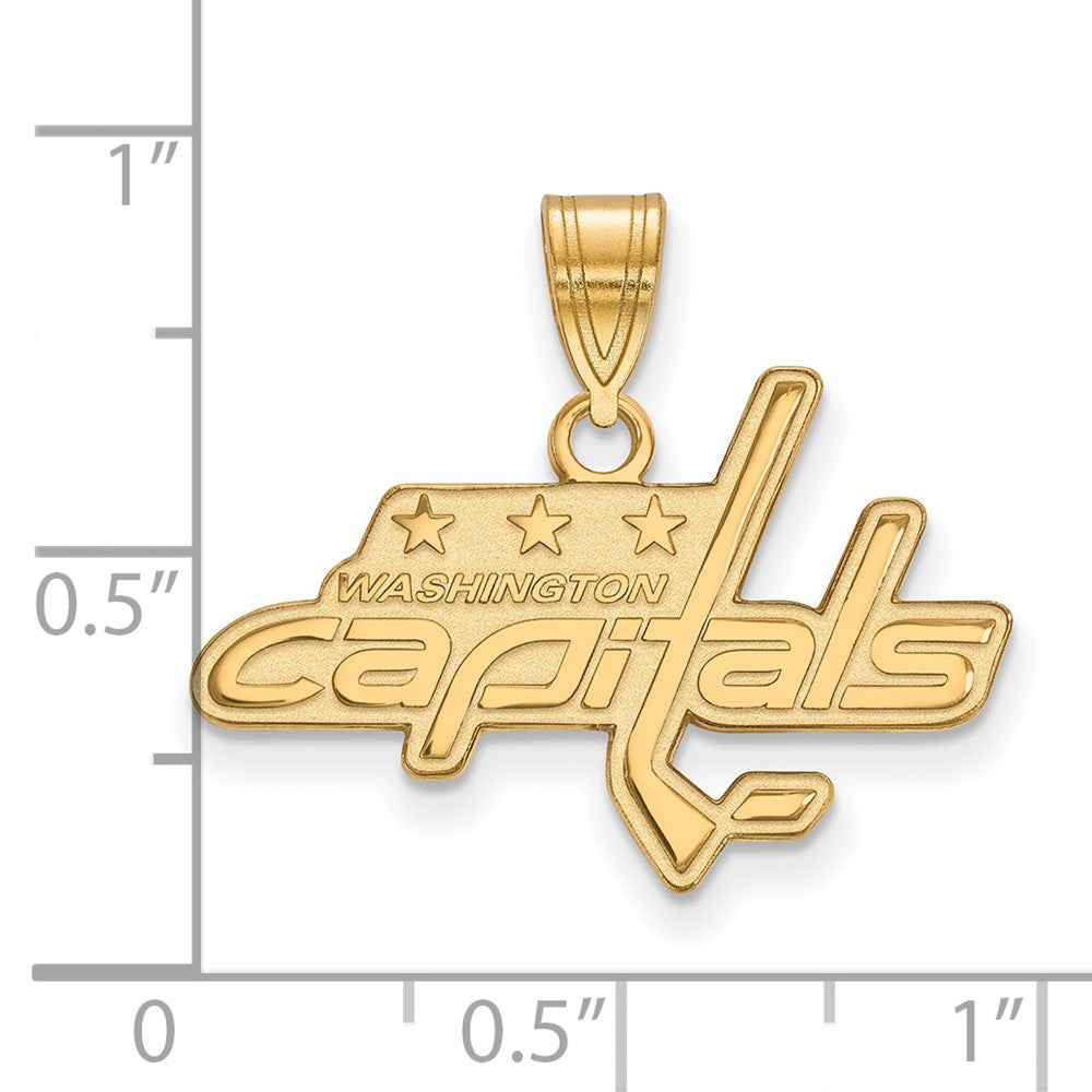 Sterling Silver Gold-plated NHL LogoArt Washington Capitals Medium Pendant