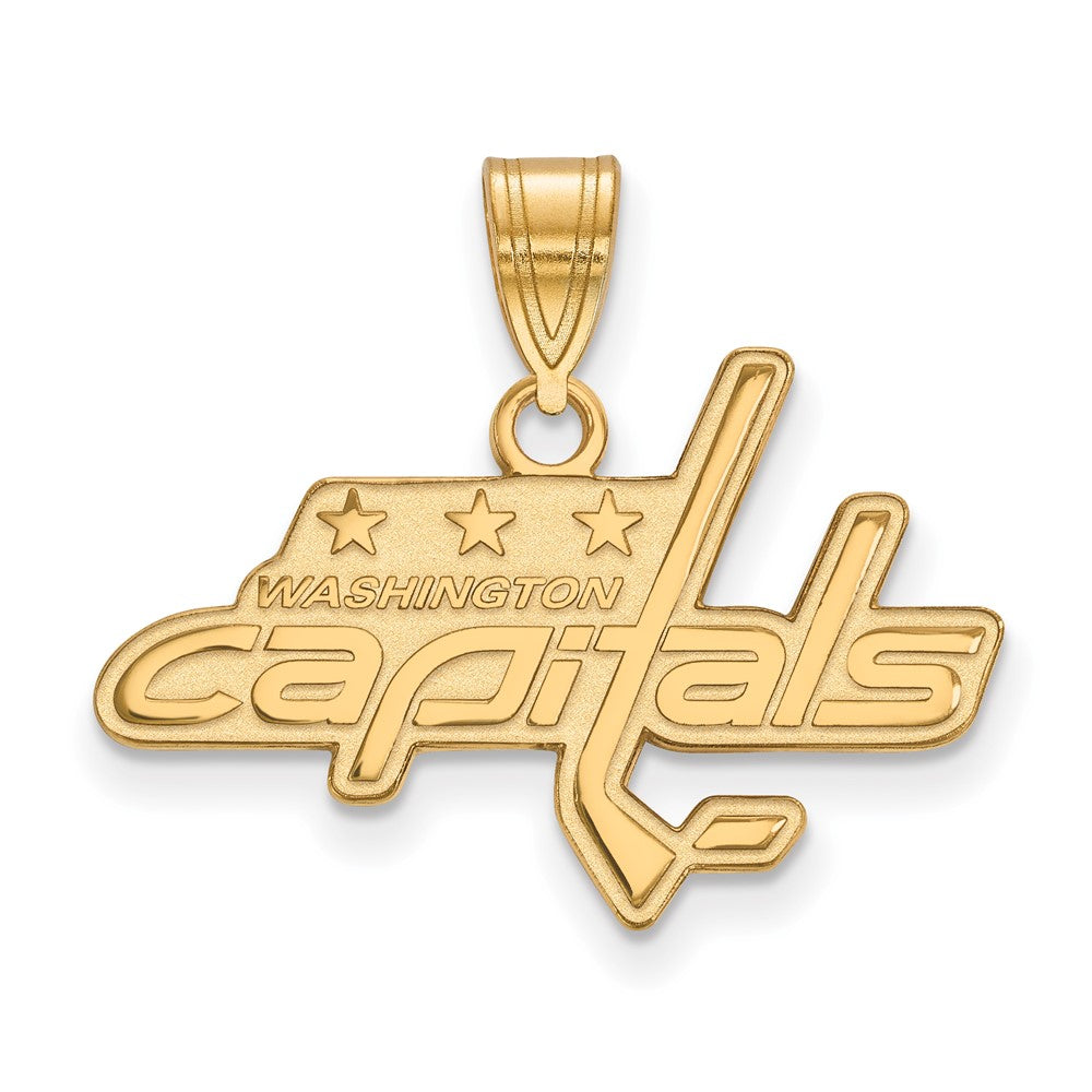 Sterling Silver Gold-plated NHL LogoArt Washington Capitals Medium Pendant