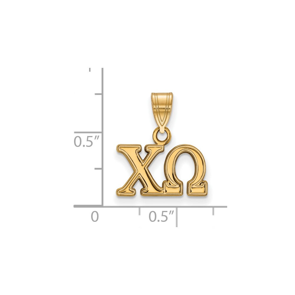 Sterling Silver Gold-plated LogoArt Chi Omega Sorority Greek Letters Medium Pendant