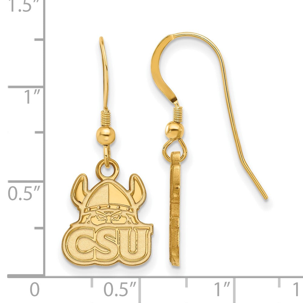 Sterling Silver Gold-plated LogoArt Cleveland State University Small Dangle Wire Earrings