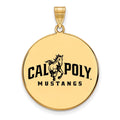Sterling Silver Gold-plated LogoArt California Polytechnic State University Mustangs Extra Large Enameled Disc Pendant