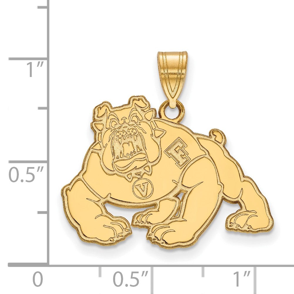 14k Gold LogoArt California State University Fresno Bulldog Large Pendant