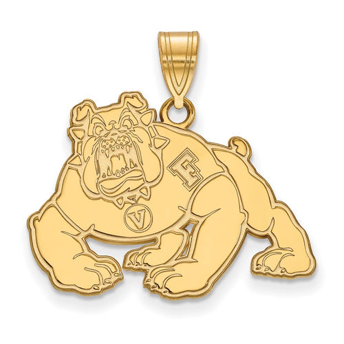 10k Gold LogoArt California State University Fresno Bulldog Large Pendant