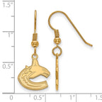 Sterling Silver Gold-plated NHL LogoArt Vancouver Canucks Small Dangle Earrings