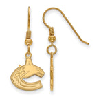 Sterling Silver Gold-plated NHL LogoArt Vancouver Canucks Small Dangle Earrings