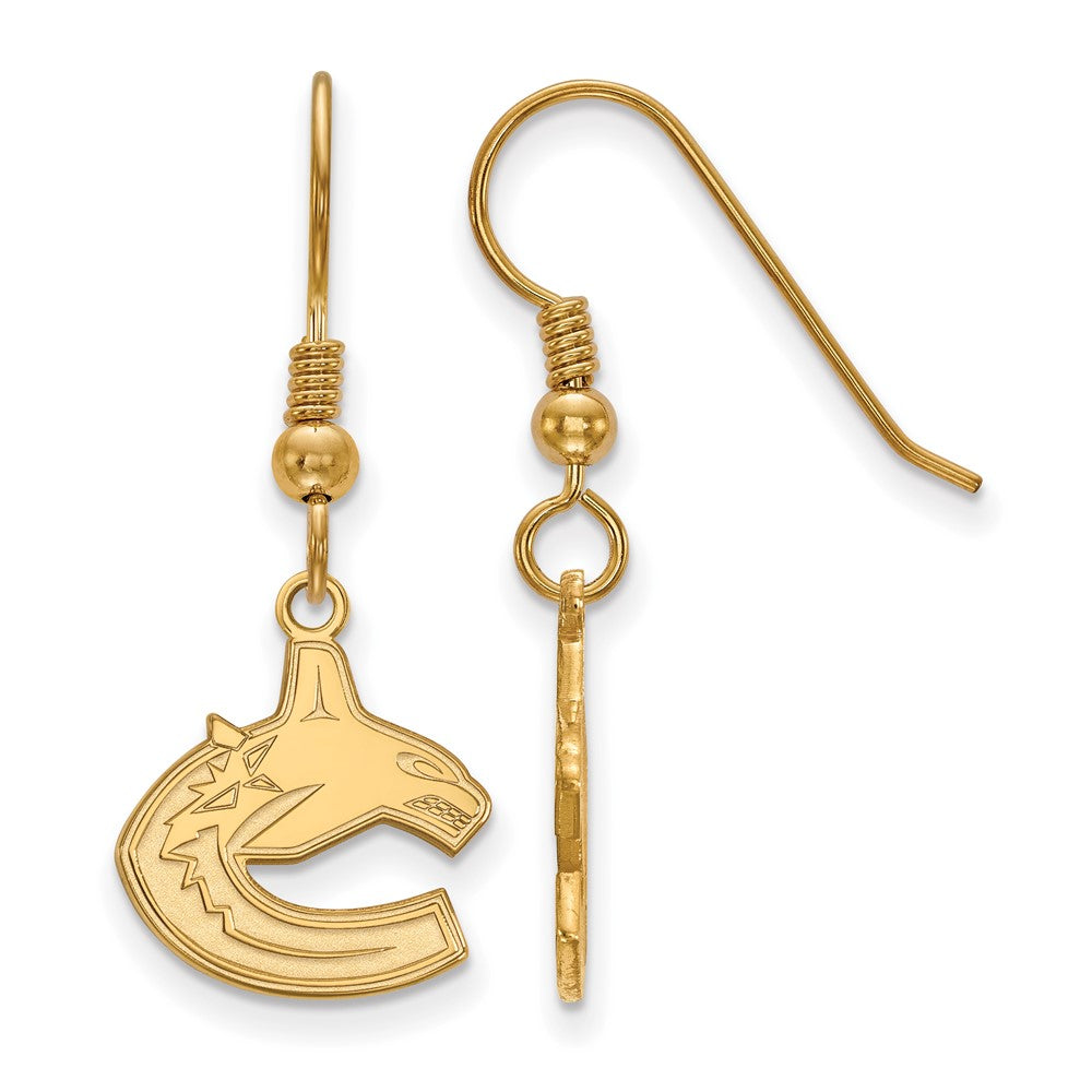 Sterling Silver Gold-plated NHL LogoArt Vancouver Canucks Small Dangle Earrings