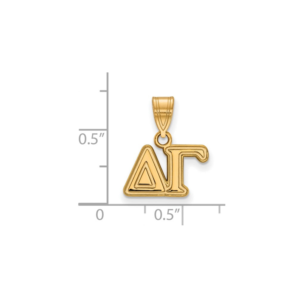 Sterling Silver Gold-plated LogoArt Delta Gamma Sorority Greek Letters Medium Pendant