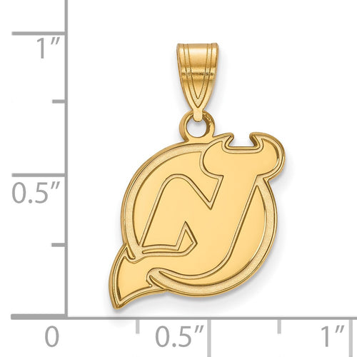 10k Gold NHL LogoArt New Jersey Devils Medium Pendant